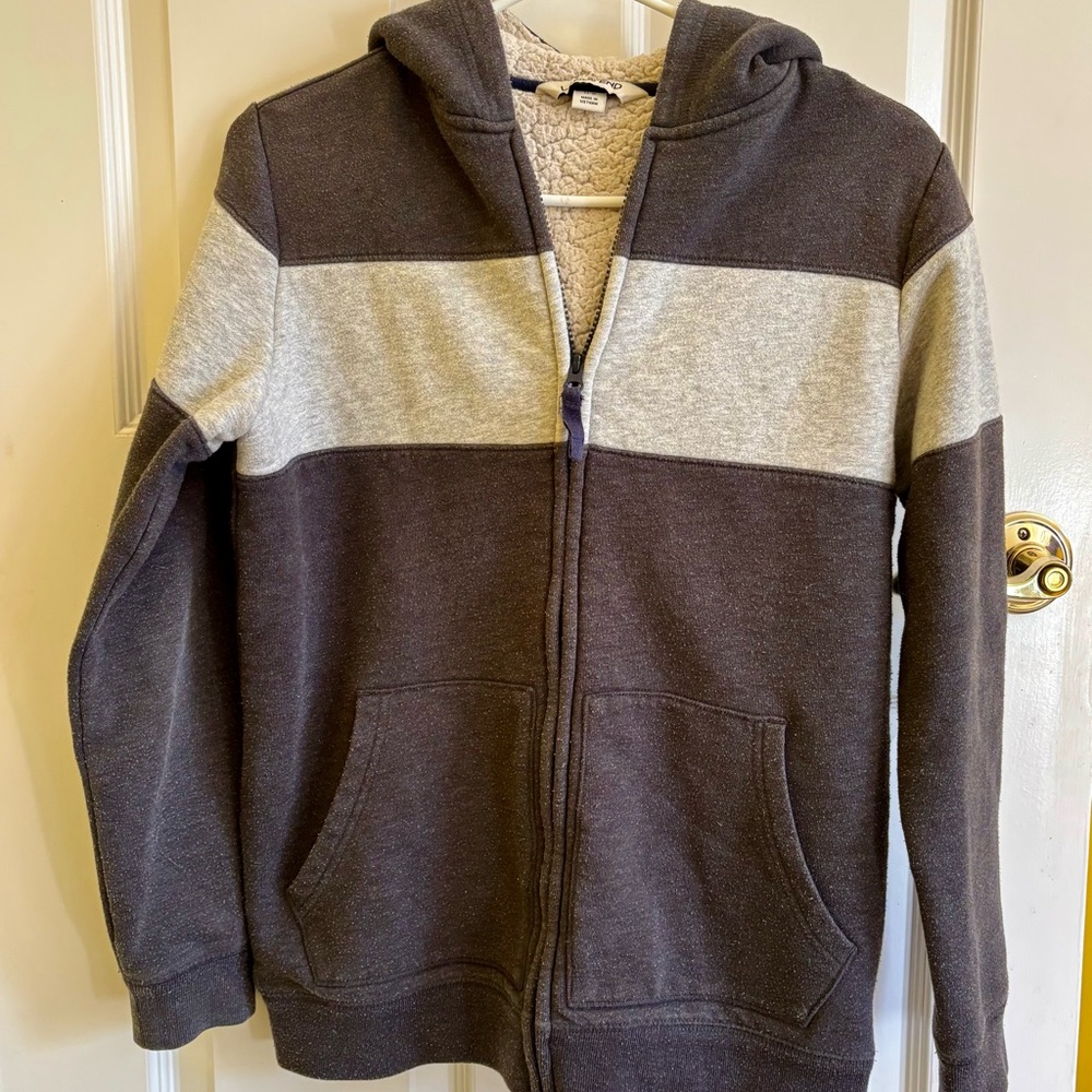 Lands' End Kids' Charcoal and Light Gray Hoodie